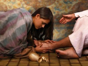 "You gave Me no water for My feet, but she has wet My feet with her tears and wiped them with her hair." (Lk. 7:44)